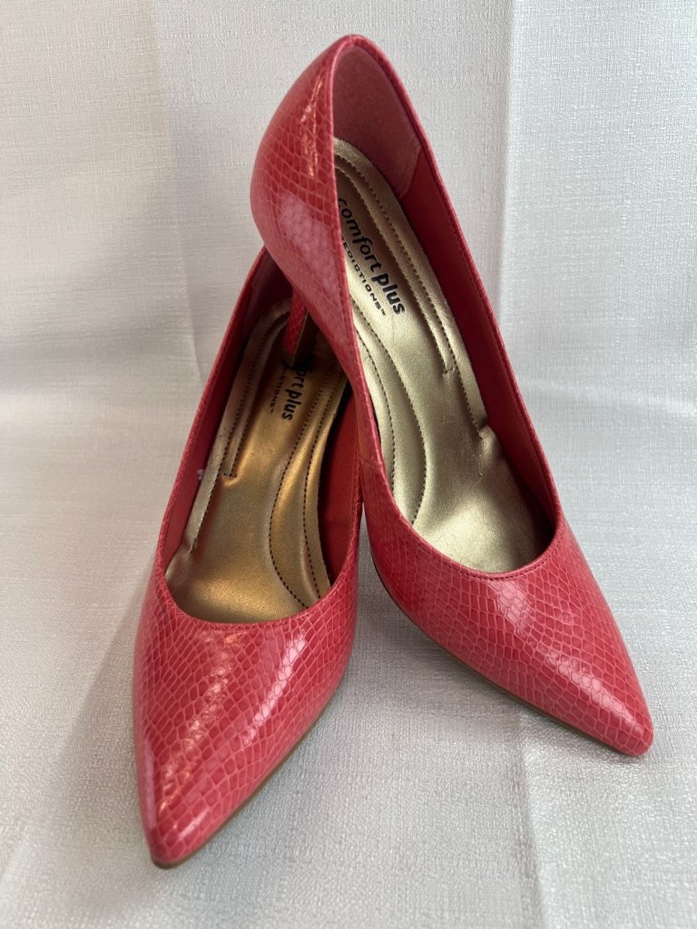 Comfort Plus, coral python, embossed heels
